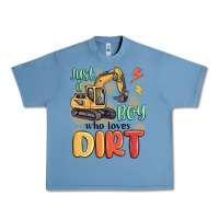 Pebble Blue just a boy who loves dirt Urban Heavy Tee - MaliasSmallBusiness