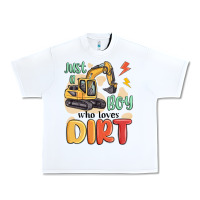 White just a boy who loves dirt Urban Heavy Tee - MaliasSmallBusiness