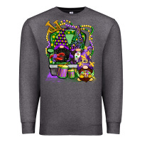 Charcoal Heather mardi gras gnomies truck Premium Sweatshirt - CowGirlArtShop