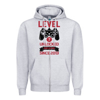 Heather Grey Kids Level 7 Unlocked Awesome Since 2013 Zipper Hoodie - Bettercallsaul