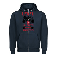 Navy Kids Level 7 Unlocked Awesome Since 2013 Zipper Hoodie - Bettercallsaul