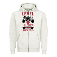 Oatmeal Heather Kids Level 7 Unlocked Awesome Since 2013 Zipper Hoodie - Bettercallsaul