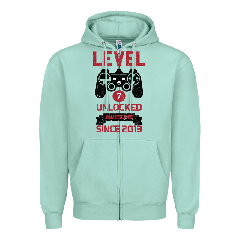 Kids Level 7 Unlocked Awesome Since 2013 Zipper Hoodie by Bettercallsaul | Teevron