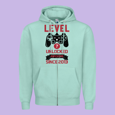 Kids Level 7 Unlocked Awesome Since 2013 Zipper Hoodie Designed By Bettercallsaul