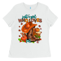 Jusr A Girl Who Loves Fall  Cowgirl Ladies Tee | Teevron
