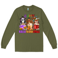 Army Green happy hallothanksmas Long Sleeve Tee - MaliasSmallBusiness