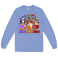 Colony Blue happy hallothanksmas Long Sleeve Tee - MaliasSmallBusiness