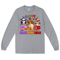 Heather Grey happy hallothanksmas Long Sleeve Tee - MaliasSmallBusiness