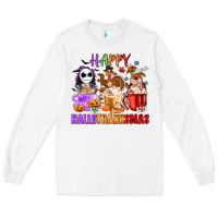White happy hallothanksmas Long Sleeve Tee - MaliasSmallBusiness