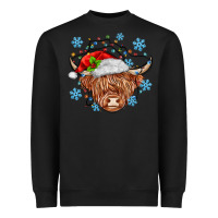 Black christmas cow Heavyweight Sweatshirt - MaliasSmallBusiness