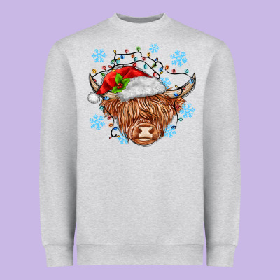 Christmas Cow Heavyweight Sweatshirt Designed By Maliassmallbusiness