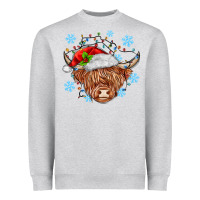 Heather Grey christmas cow Heavyweight Sweatshirt - MaliasSmallBusiness