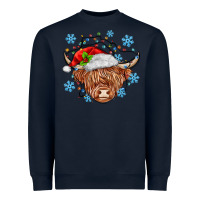 Navy christmas cow Heavyweight Sweatshirt - MaliasSmallBusiness