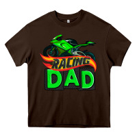 Chocolate Brown racing dad with racing motorcycle Heavy Core Tee - AdoDesignShop