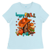 Baby Blue happy fall y'all  cowgirl Ladies Tee - AdoDesignShop