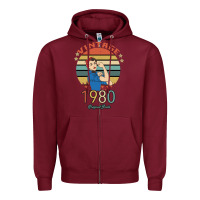 Burgundy Vintage 1980 Original Parts Women 40th Birthday Zipper Hoodie - Bettercallsaul