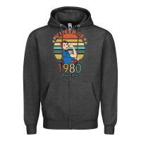 Charcoal Heather Vintage 1980 Original Parts Women 40th Birthday Zipper Hoodie - Bettercallsaul