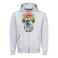 Heather Grey Vintage 1980 Original Parts Women 40th Birthday Zipper Hoodie - Bettercallsaul