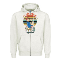 Oatmeal Heather Vintage 1980 Original Parts Women 40th Birthday Zipper Hoodie - Bettercallsaul