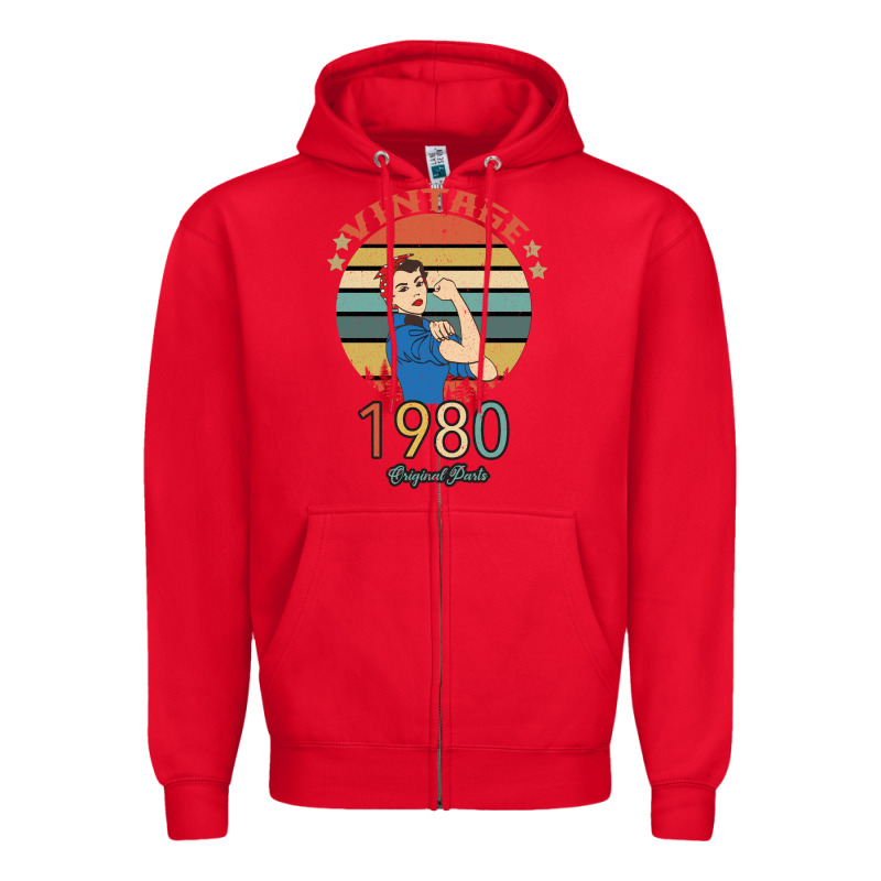 Vintage 1980 Original Parts Women 40th Birthday Zipper Hoodie by Bettercallsaul | Teevron