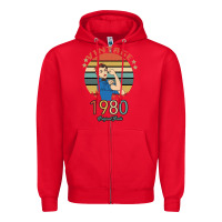 Red Vintage 1980 Original Parts Women 40th Birthday Zipper Hoodie - Bettercallsaul