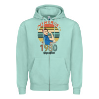 Seafoam Vintage 1980 Original Parts Women 40th Birthday Zipper Hoodie - Bettercallsaul