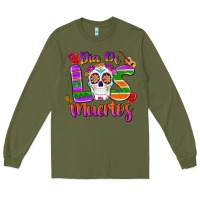 Army Green dia de los muertos Long Sleeve Tee - MaliasSmallBusiness