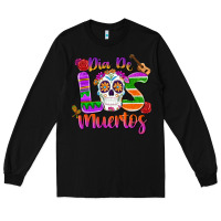 Black dia de los muertos Long Sleeve Tee - MaliasSmallBusiness