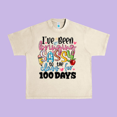 100 Days Of School Urban Heavy Tee Designed By Maliassmallbusiness