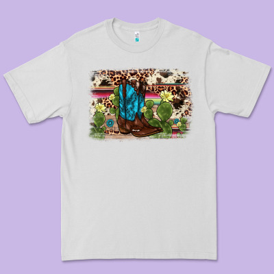 Cactus Boot Background Premium Tee Designed By Adodesignshop