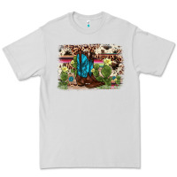 Dove Grey cactus boot background Premium Tee - AdoDesignShop