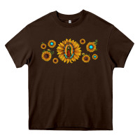 Chocolate Brown sunflower lady of guadalupe Heavy Core Tee - JahusDesignShop