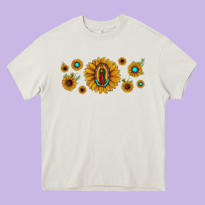 Sunflower Lady Of Guadalupe Heavy Core Tee Designed By Jahusdesignshop