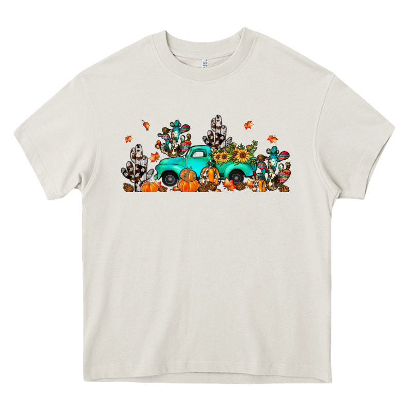 Fall Cactus Pumpkin Truck Heavy Core Tee by JahusDesignShop | Teevron