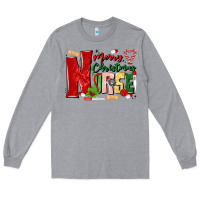 Heather Grey merry christmas nurse Long Sleeve Tee - MaliasSmallBusiness