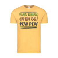 Vintage Mustard i like things that go pew pew Vintage Tee - MaliasSmallBusiness
