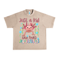 French Oak just a kid who loves axolotls Urban Heavy Tee - MaliasSmallBusiness