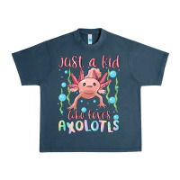 Midnight Navy just a kid who loves axolotls Urban Heavy Tee - MaliasSmallBusiness