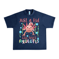 Navy just a kid who loves axolotls Urban Heavy Tee - MaliasSmallBusiness