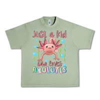 Oil Green just a kid who loves axolotls Urban Heavy Tee - MaliasSmallBusiness