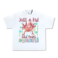 White just a kid who loves axolotls Urban Heavy Tee - MaliasSmallBusiness