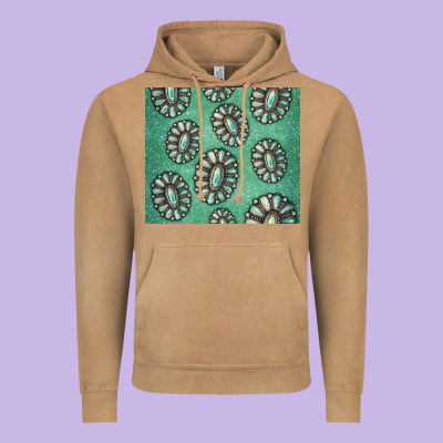 Turquoise Gemstone Glitter Vintage Hoodie Designed By Jasminsmagicworld