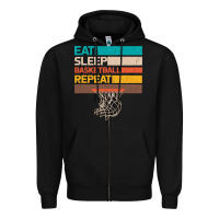 Black Eat Sleep Basketball Repeat Zipper Hoodie - Bettercallsaul