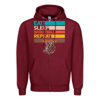 Burgundy Eat Sleep Basketball Repeat Zipper Hoodie - Bettercallsaul