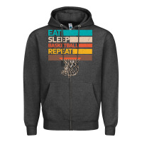 Charcoal Heather Eat Sleep Basketball Repeat Zipper Hoodie - Bettercallsaul