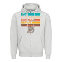 Dove Grey Eat Sleep Basketball Repeat Zipper Hoodie - Bettercallsaul