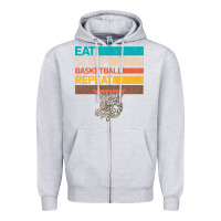 Heather Grey Eat Sleep Basketball Repeat Zipper Hoodie - Bettercallsaul