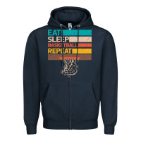 Navy Eat Sleep Basketball Repeat Zipper Hoodie - Bettercallsaul