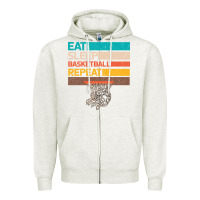 Oatmeal Heather Eat Sleep Basketball Repeat Zipper Hoodie - Bettercallsaul