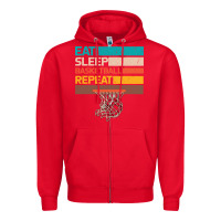 Red Eat Sleep Basketball Repeat Zipper Hoodie - Bettercallsaul